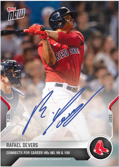 RAFAEL DEVERS SIGNED CONNECTS FOR CAREER HR's NO. 99 & 100 TOPPS NOW CARD #547A Image 1