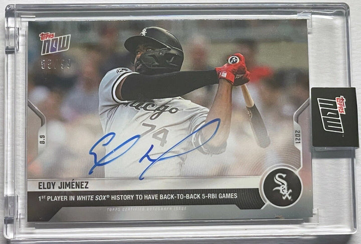 ELOY JIMENEZ SIGNED 1st PLAYER IN HISTORY 5 RBI GAMES TOPPS NOW AUTO CARD #637A Image 6