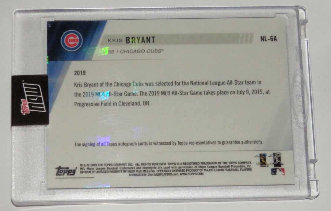 2019 KRIS BRYANT SIGNED MLB ALL STAR GAME SELECTION TOPPS NOW #45/49 CARD #NL-6A Image 2