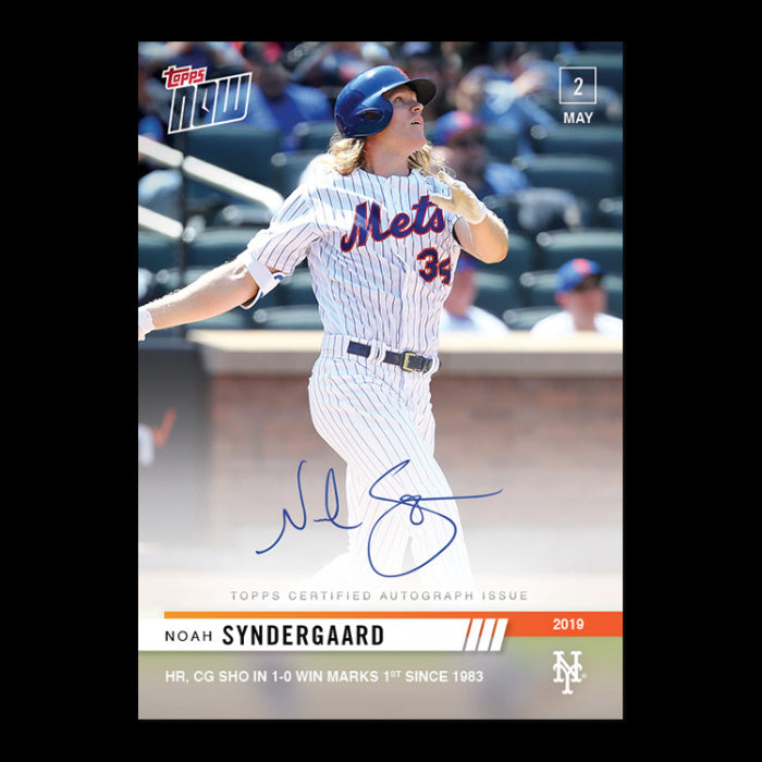 NOAH SYNDERGAARD SIGNED HOMERUN + COMPLETE GAME SHUTOUT WIN TOPPS NOW CARD #166A Image 1