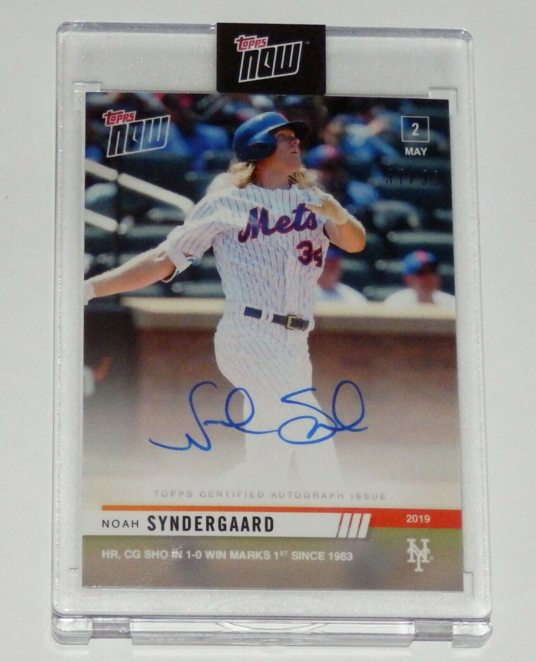 NOAH SYNDERGAARD SIGNED HOMERUN + COMPLETE GAME SHUTOUT WIN TOPPS NOW CARD #166A Image 3