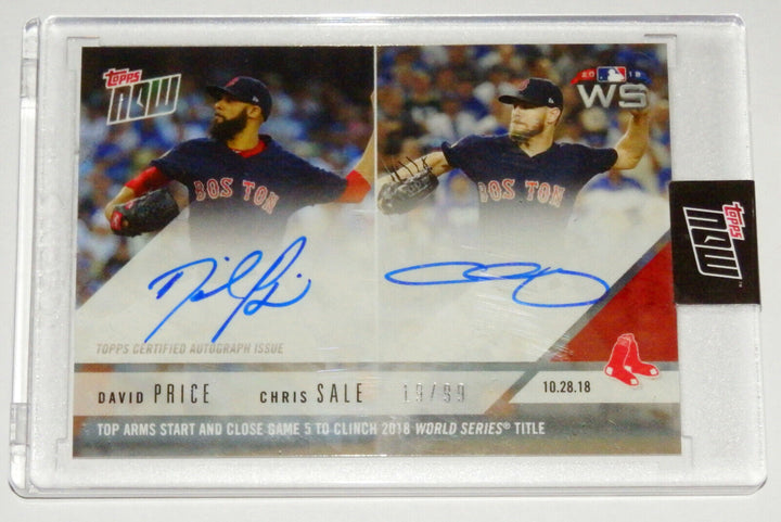 2018 DAVID PRICE & CHRIS SALE SIGNED CLINCHING WORLD SERIES TOPPS NOW CARD #959A Image 2