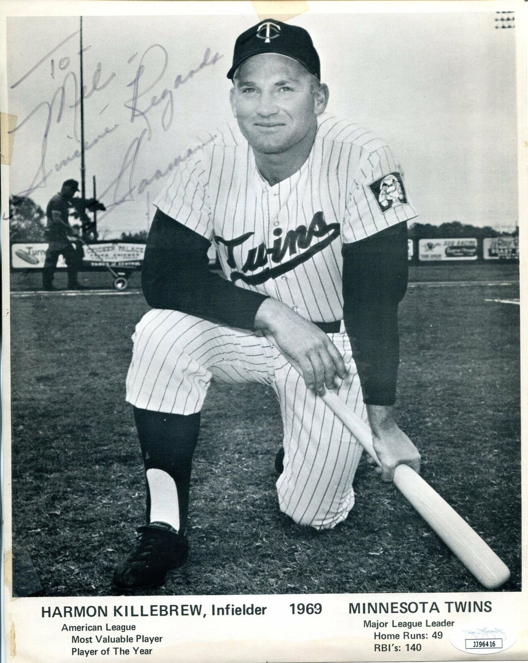 Harmon Killebrew Autographed 8x10 Photo (JSA) Image 2