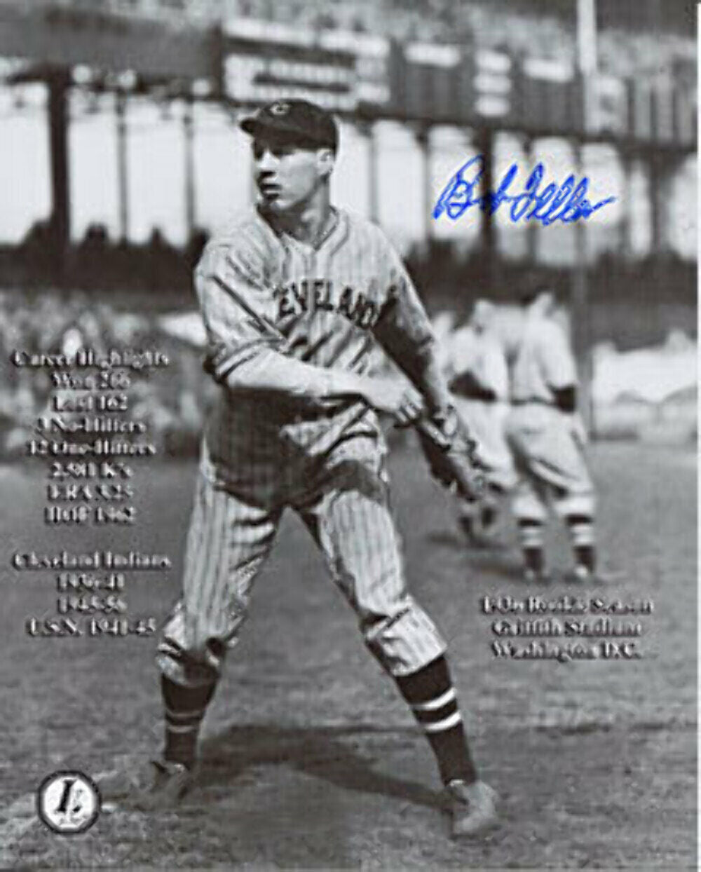 Bob Feller Autographed/Signed 8x10 Photo Image 1