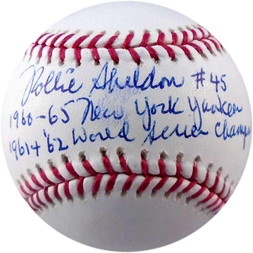 Rollie Sheldon Autographed Multi Inscribed Baseball (JSA) Image 3