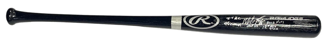 Wade Boggs Autographed Multi Inscribed Louisville Slugger Black Bat (JSA) Image 1