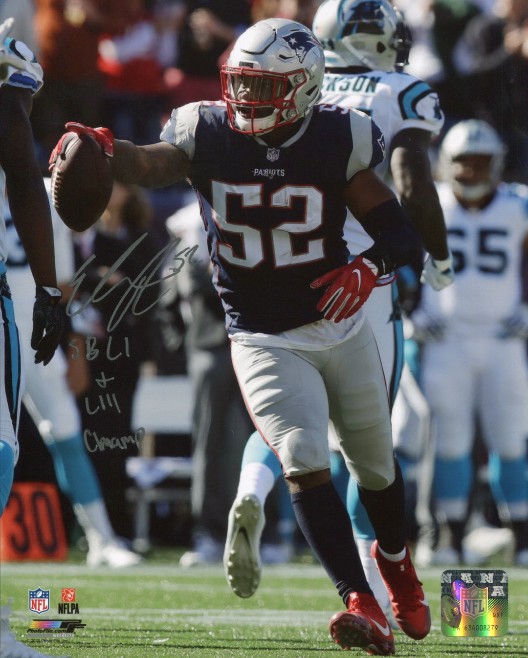 Elandon Roberts "SB LI & LIII Champ" Autographed New England Patriots 8x10 Photo Image 1