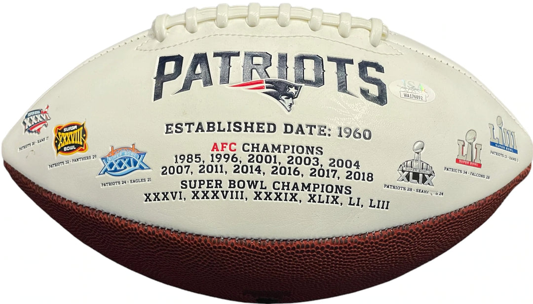 Kevin Faulk "3x SB Champ" Autographed New England Patriots White Panel Football Image 3