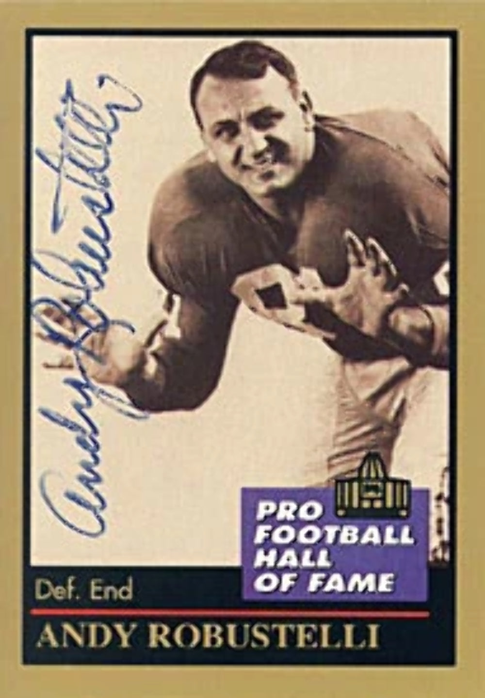 Andy Robustelli Autographed 1991 ENOR Pro Football Hall of Fame Card Image 5