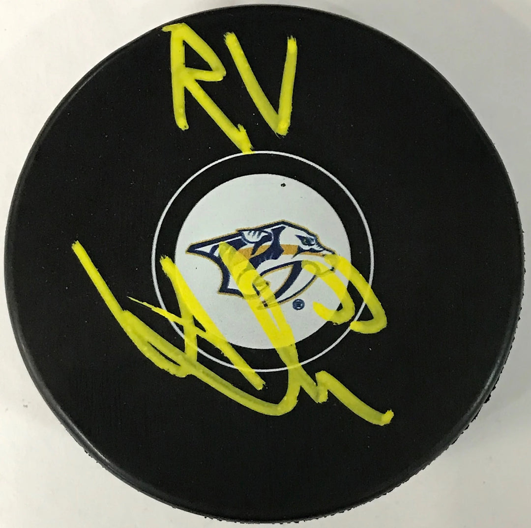 Viktor Arvidsson Autographed Nashville Predators Puck (JSA) Image 1