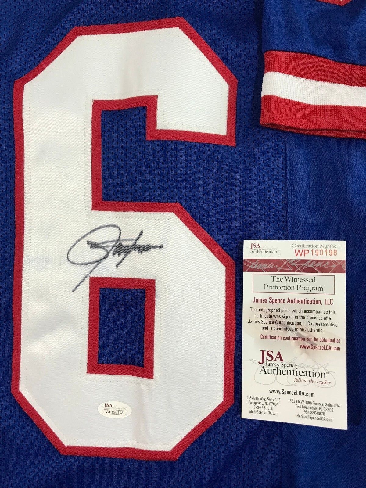 Lawrence Taylor Framed and Autographed White Giants Jersey