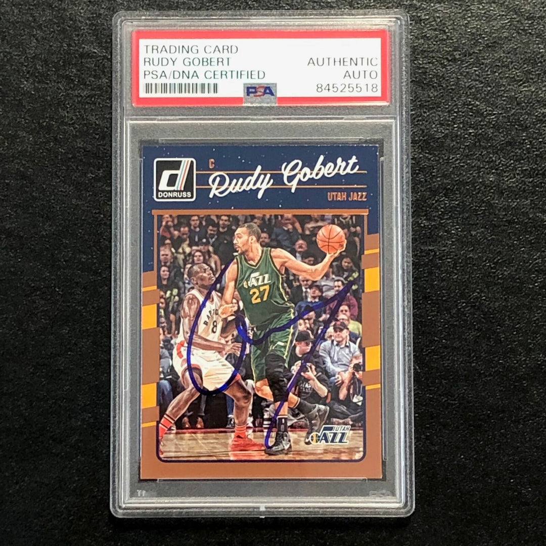 2016 Donruss #50 Rudy Gobert Signed Card AUTO PSA Slabbed Jazz Image 1