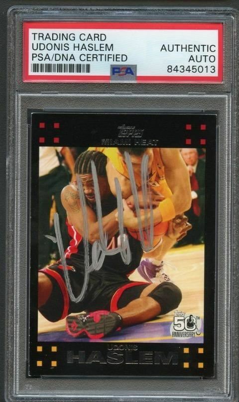 2007-08 Topps #75 Udonis Haslem Signed Card AUTO PSA Slabbed Heat Image 1