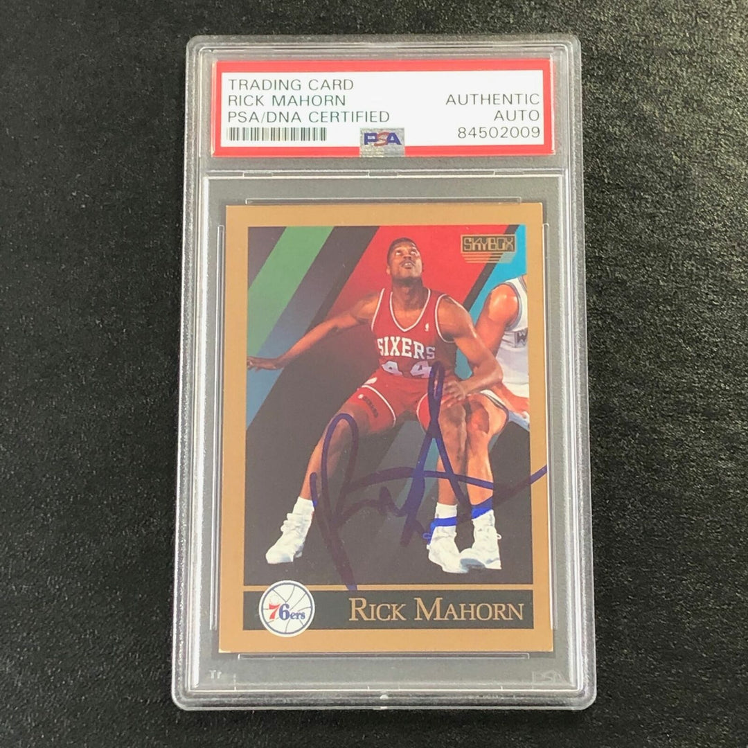 1990-91 Skybox #217 Rick Mahorn Signed Card AUTO PSA Slabbed 76ers Image 1