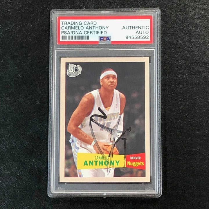 2007-08 Topps 50th Anniversary #15 Carmelo Anthony Signed Card AUTO PSA Slabbed  Image 1