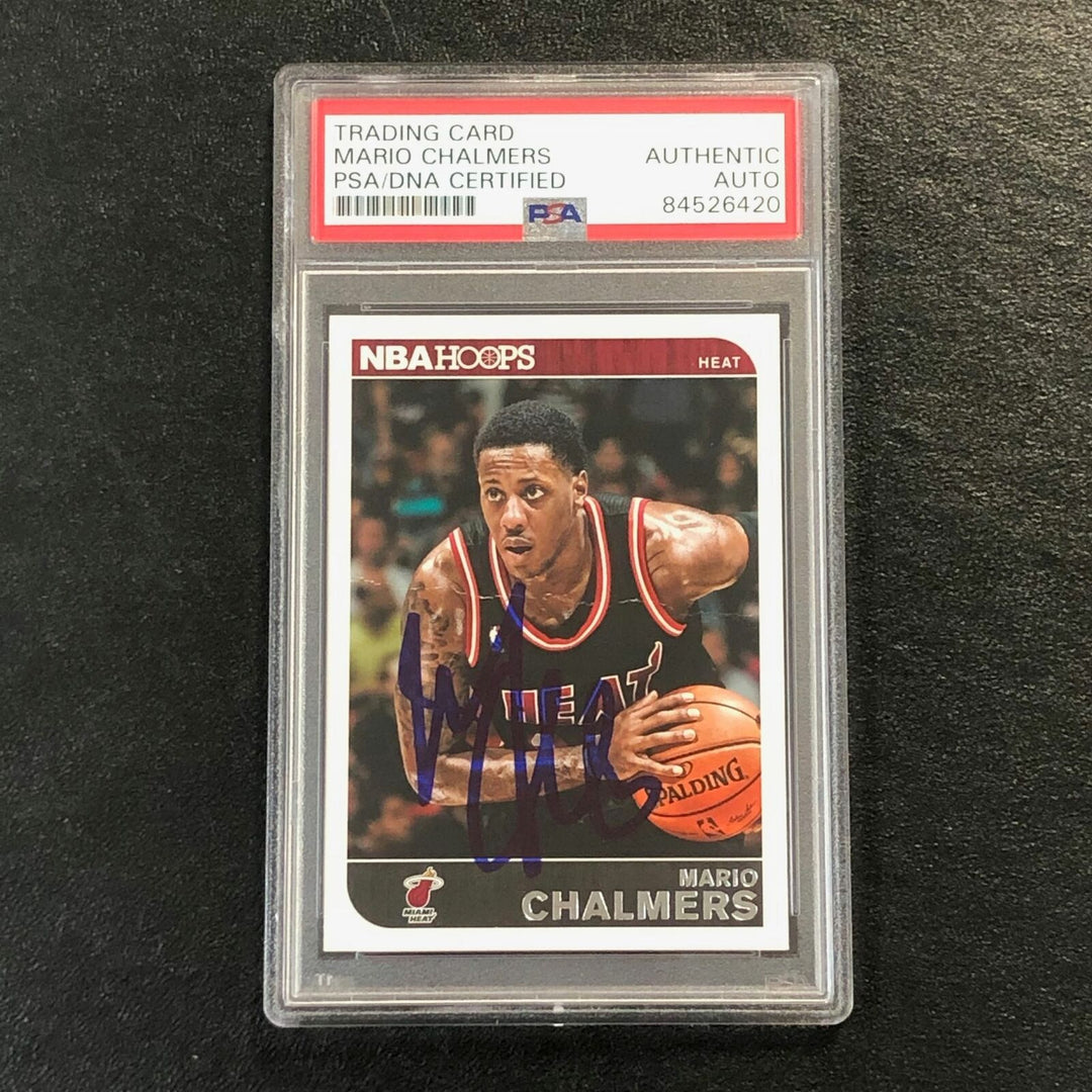 2014-15 NBA Hoops #157 Mario Chalmers Signed Card AUTO PSA Slabbed Heat Image 1