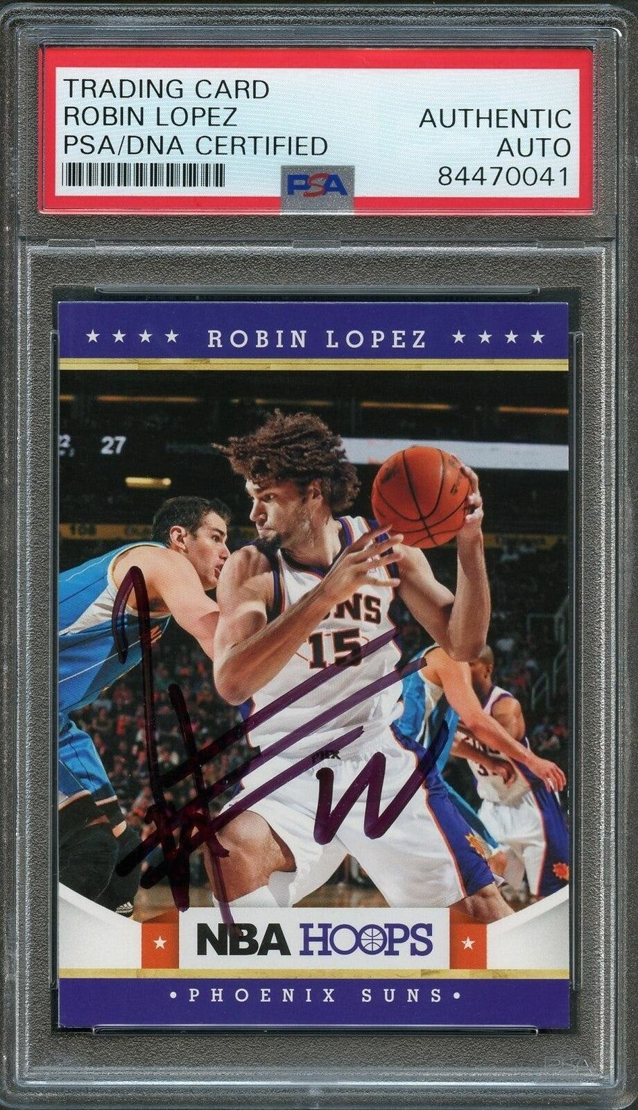 2012-13 NBA Hoops #207 Robin Lopez Signed Card AUTO PSA Slabbed Suns Image 1