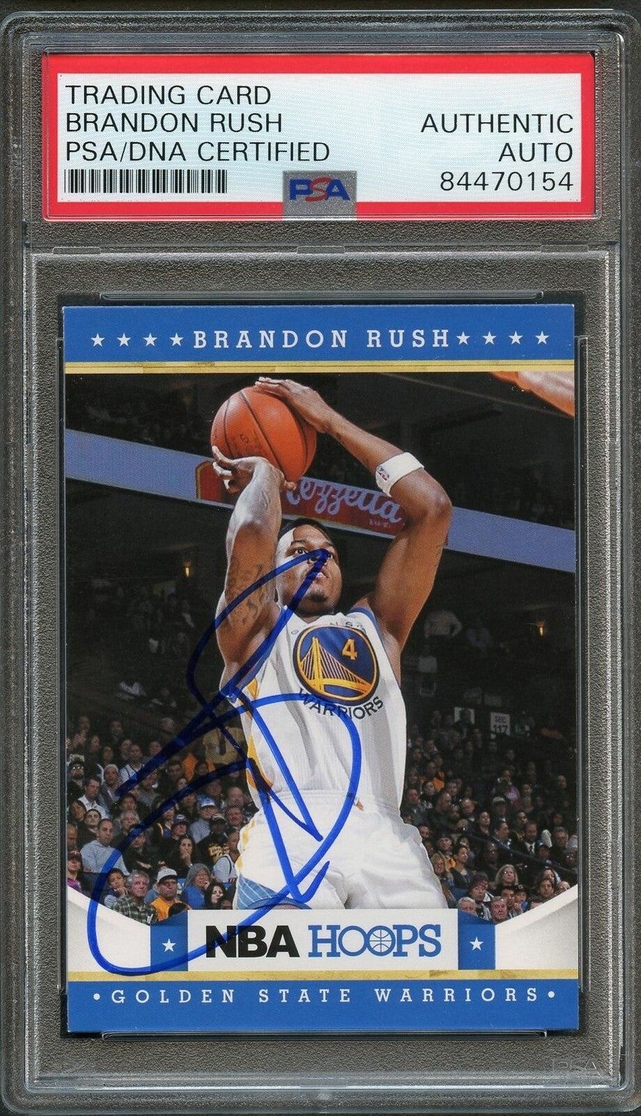 2012-13 NBA Hoops #184 Brandon Rush Signed Card AUTO PSA Slabbed Warriors Image 1