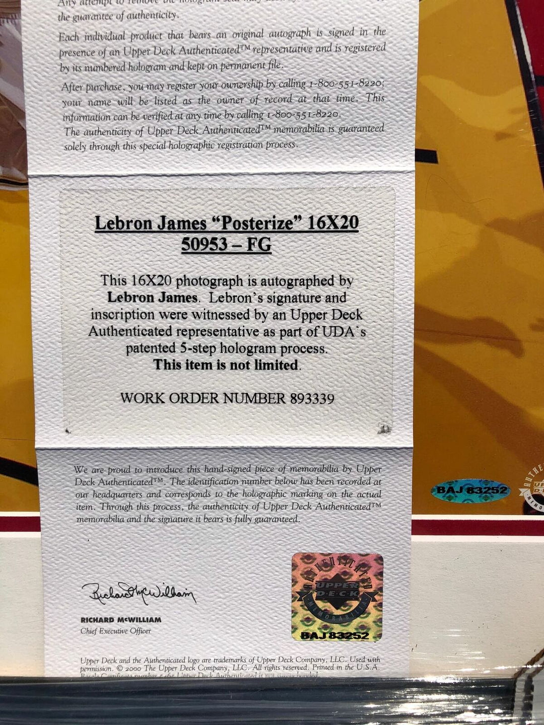 LeBron James Signed 16x20 Photo Upper Deck PSA/DNA Auto Grade 9 Framed Image 3