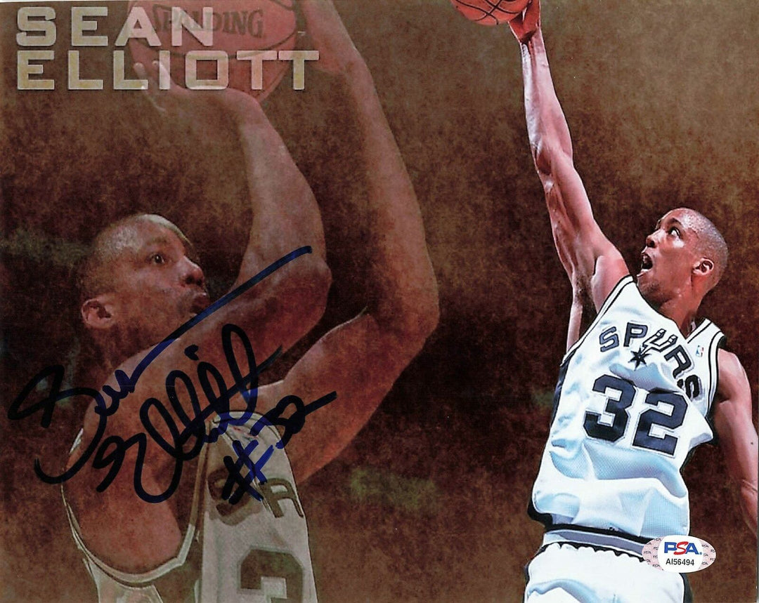 Sean Elliott signed 8x10 photo PSA/DNA San Antonio Spurs Autographed Image 1