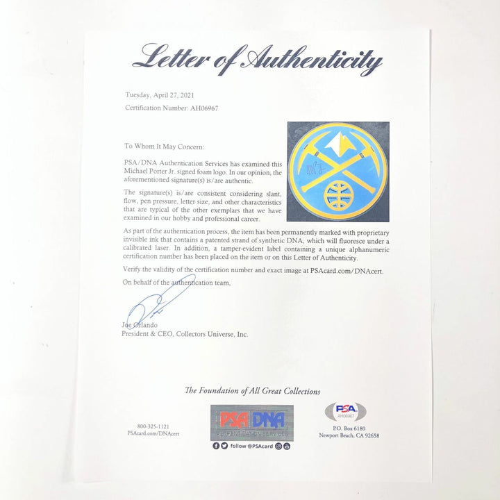 Michael Porter Jr Signed Logo PSA/DNA Denver Nuggets Autographed Image 2