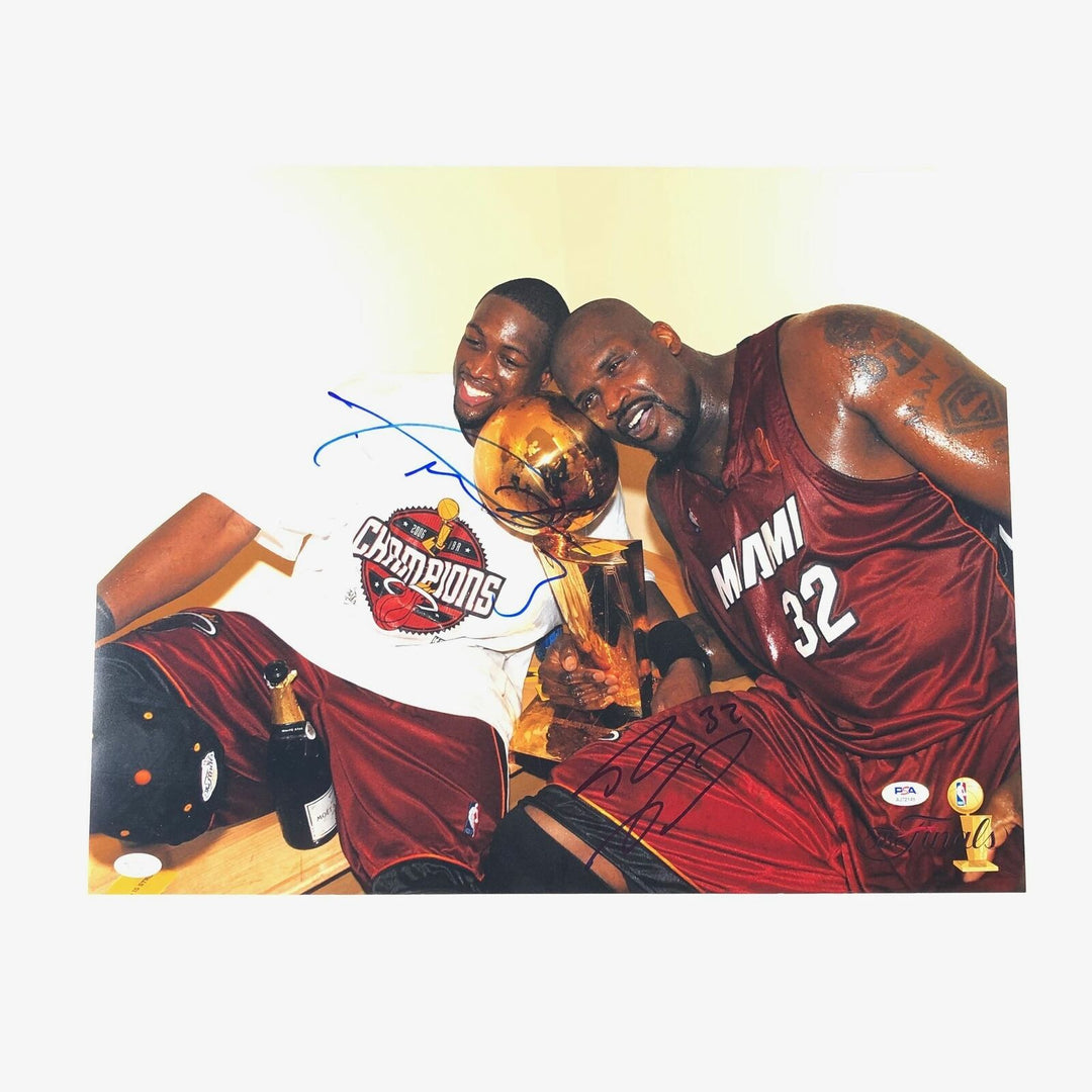 Shaquille O'Neal Dwyane Wade signed 16x20 PSA/DNA Miami Heat Autographed Image 1