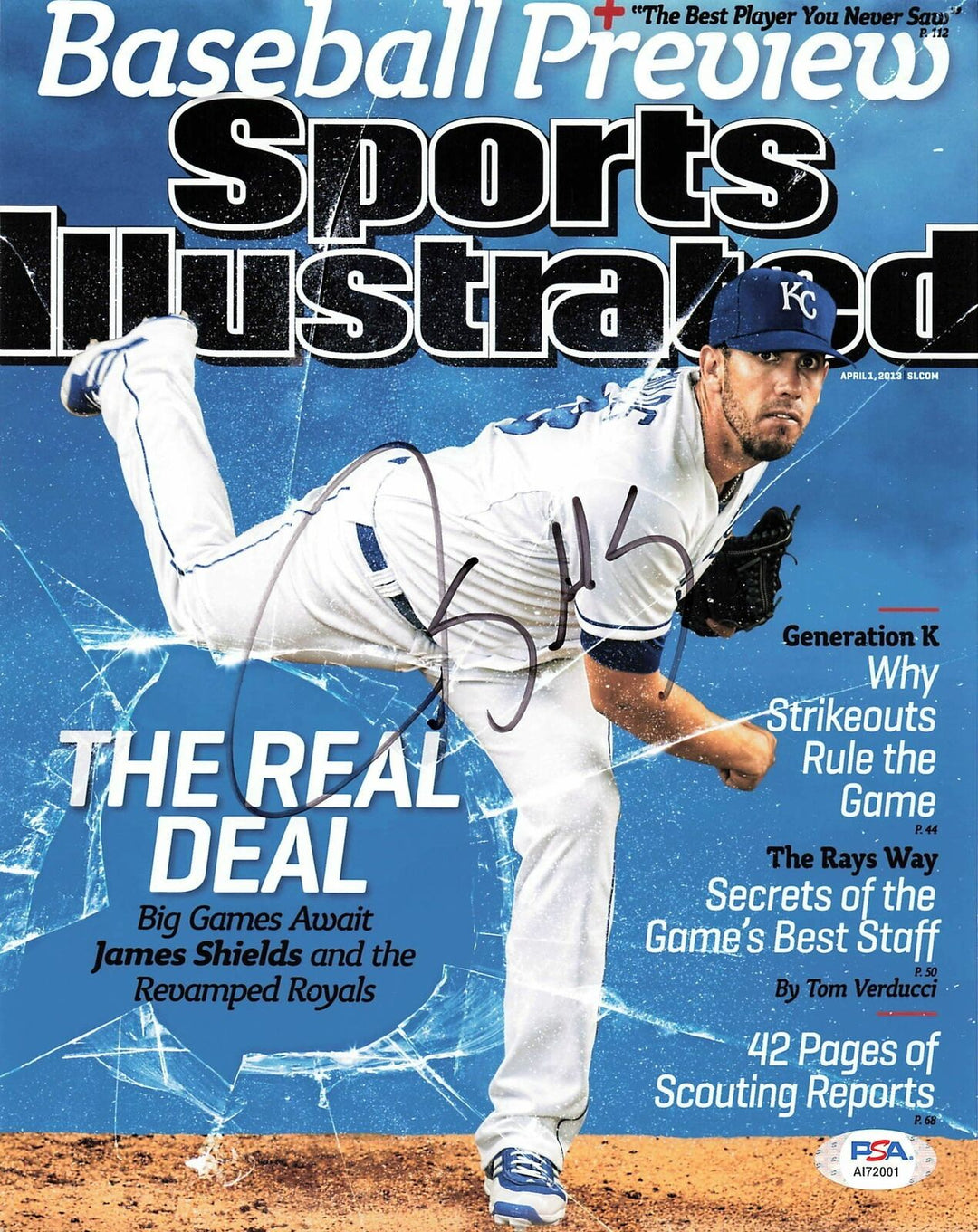 JAMES SHIELDS signed 8x10 photo PSA/DNA Autographed Tampa Bay Rays Image 1