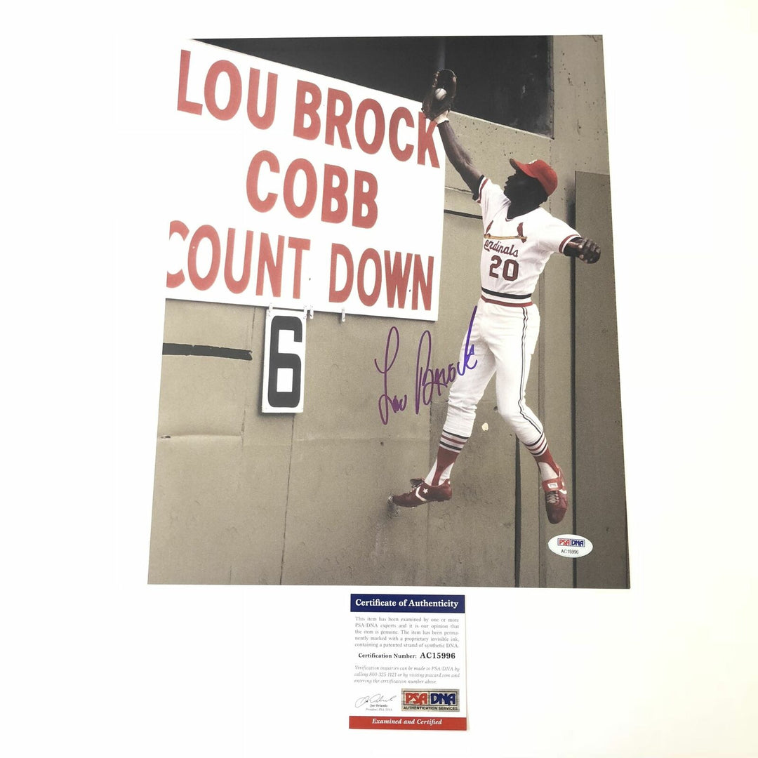 Lou Brock signed 11x14 photo PSA/DNA St. Louis Cardinals Autographed Image 5