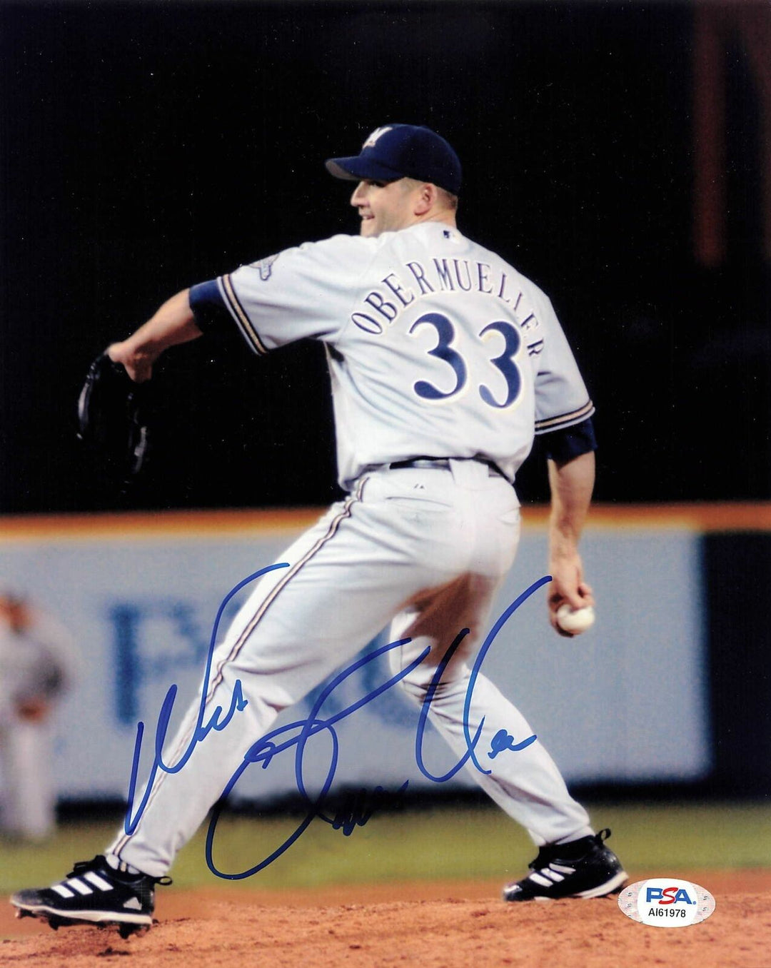 WES OBERMUELLER signed 8x10 photo PSA/DNA Milwaukee Brewers Autographed Image 1