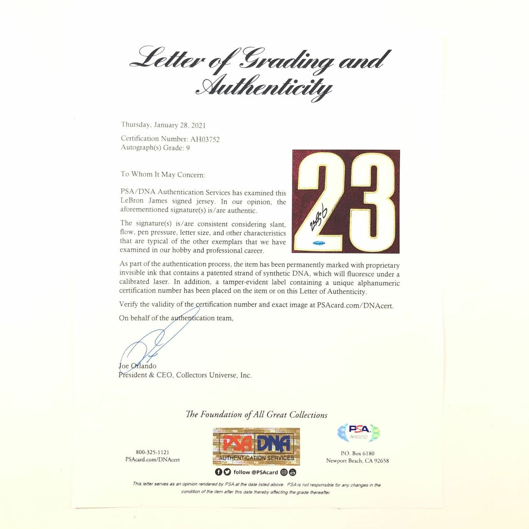 LeBron James Signed Jersey Upper Deck PSA/DNA Auto Grade 9 Cavaliers Autographed Image 4