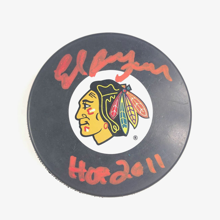 Ed Belfour signed Hockey Puck PSA/DNA Chicago Blackhawks Autographed Image 1
