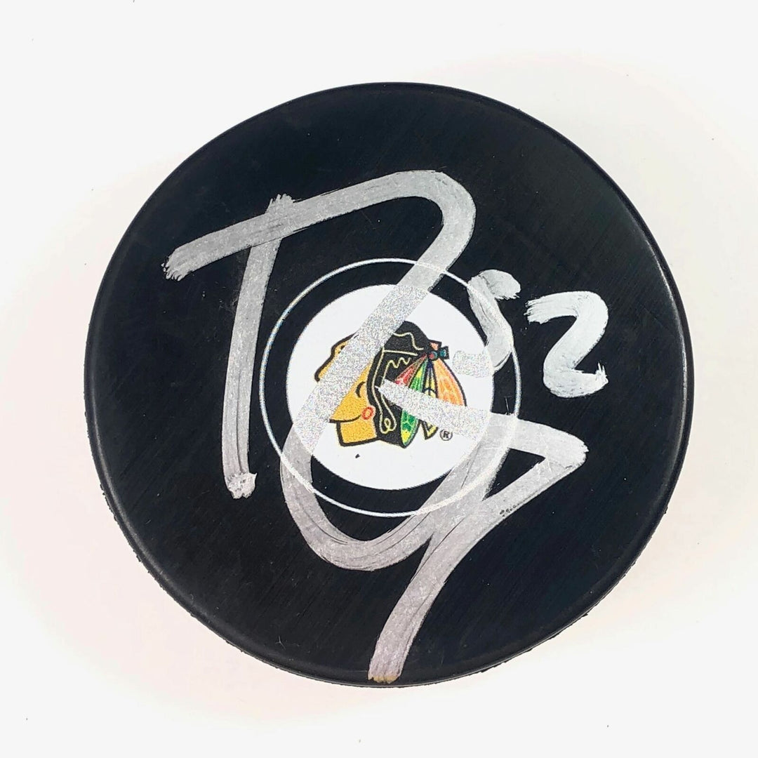 REESE JOHNSON signed Hockey Puck PSA/DNA Chicago Blackhawks Autographed Image 1