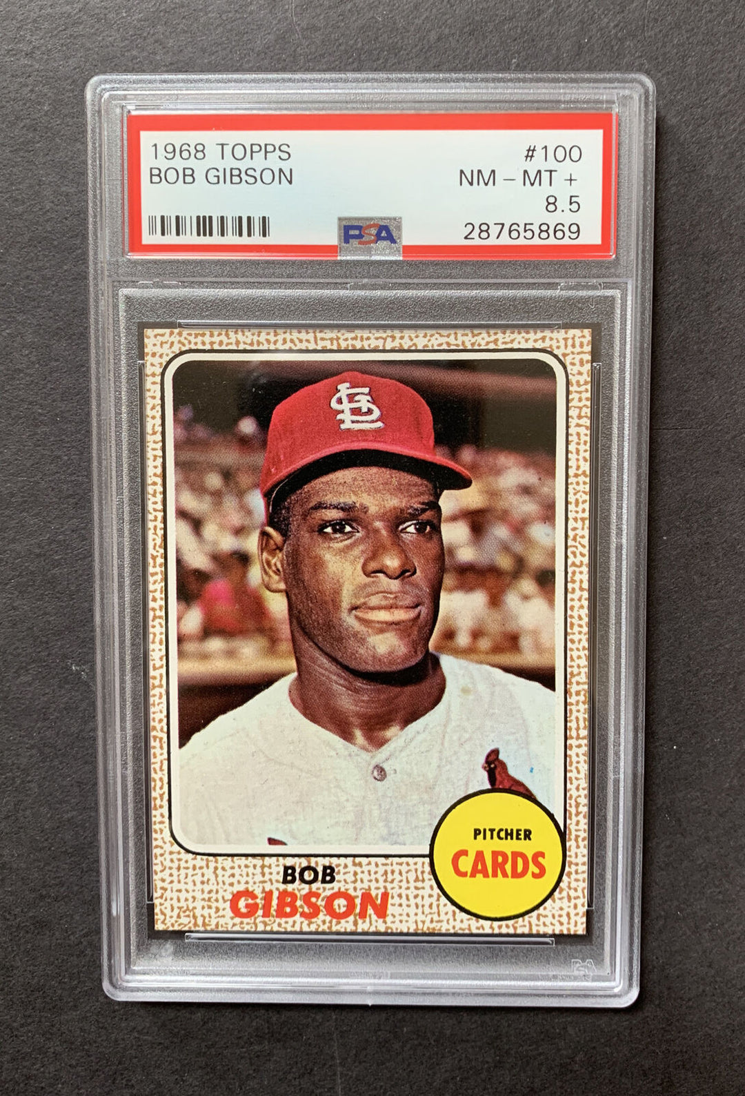 1968 TOPPS Card # 100 BOB GIBSON PSA 8.5 Mint + Beauty Cy Young Mvp Hof Image 3