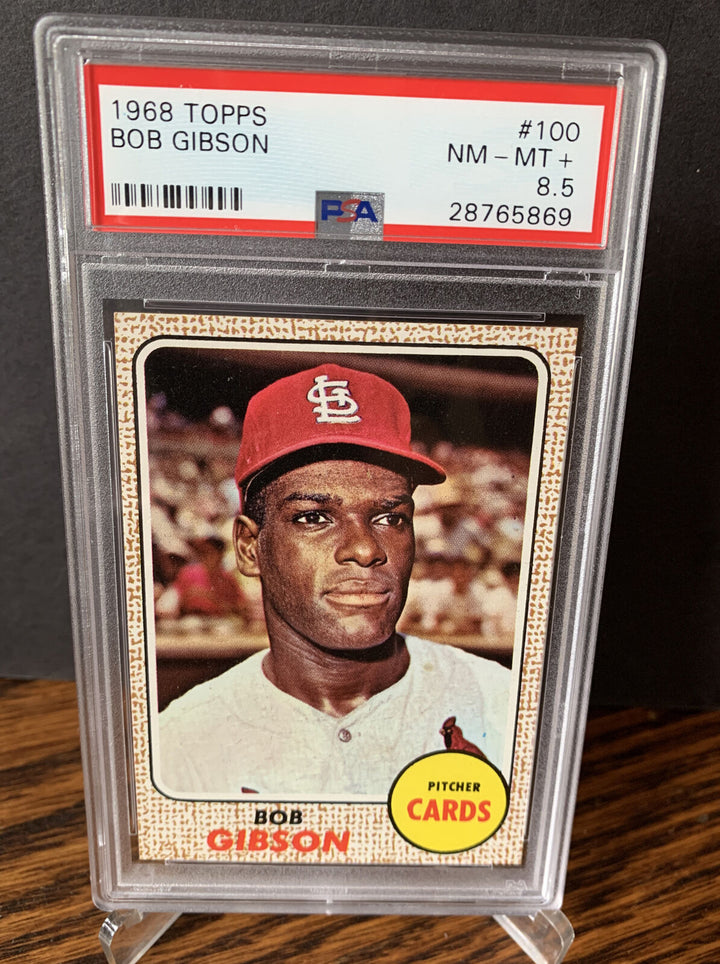 1968 TOPPS Card # 100 BOB GIBSON PSA 8.5 Mint + Beauty Cy Young Mvp Hof Image 4