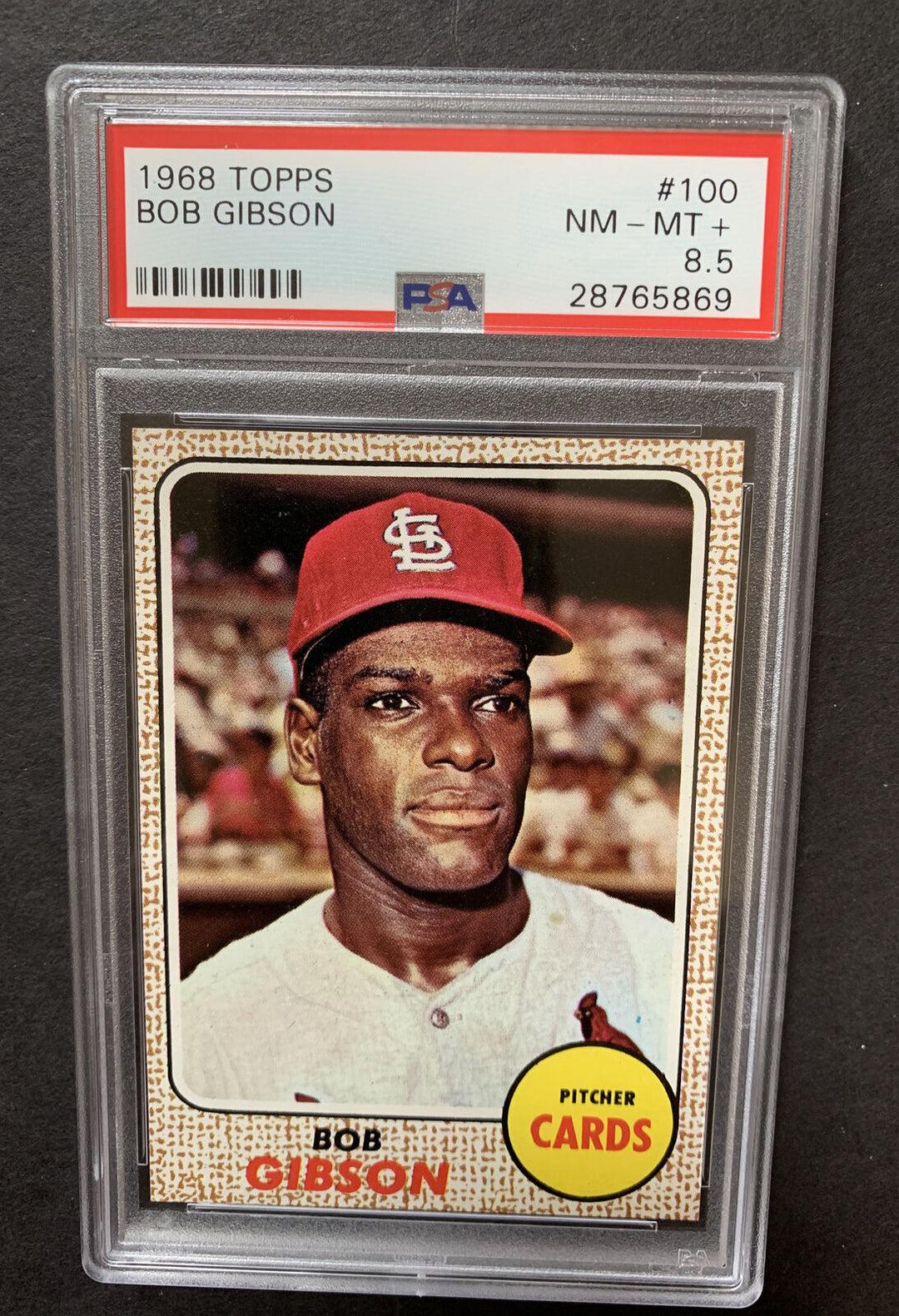 1968 TOPPS Card # 100 BOB GIBSON PSA 8.5 Mint + Beauty Cy Young Mvp Hof Image 6