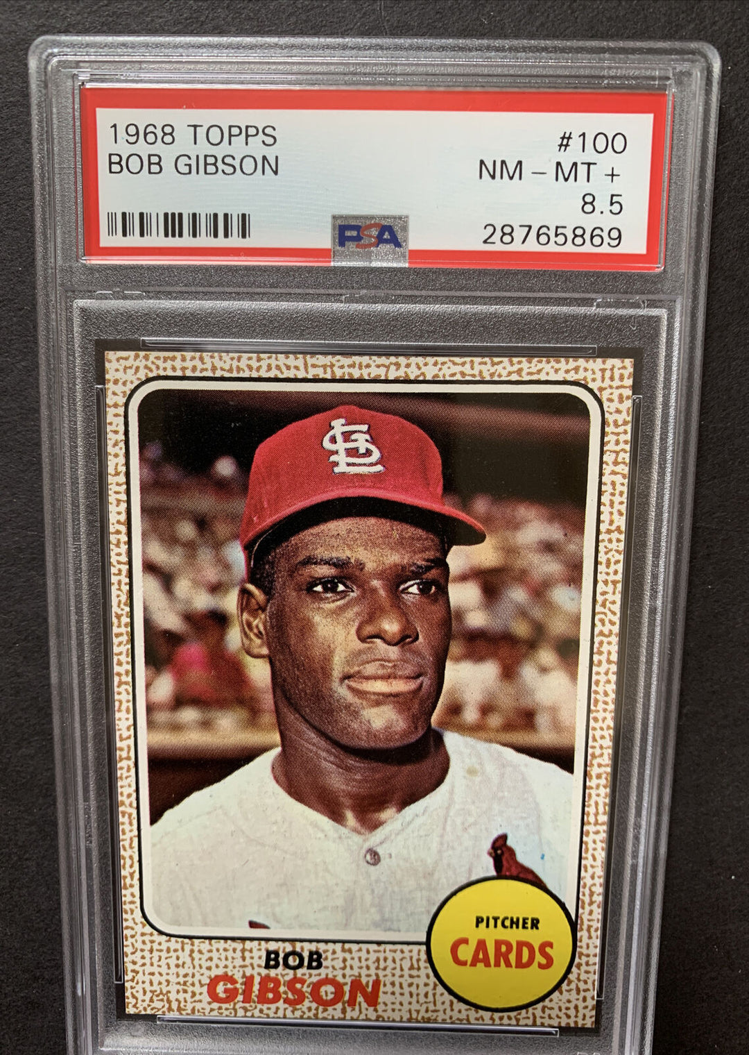 1968 TOPPS Card # 100 BOB GIBSON PSA 8.5 Mint + Beauty Cy Young Mvp Hof Image 7