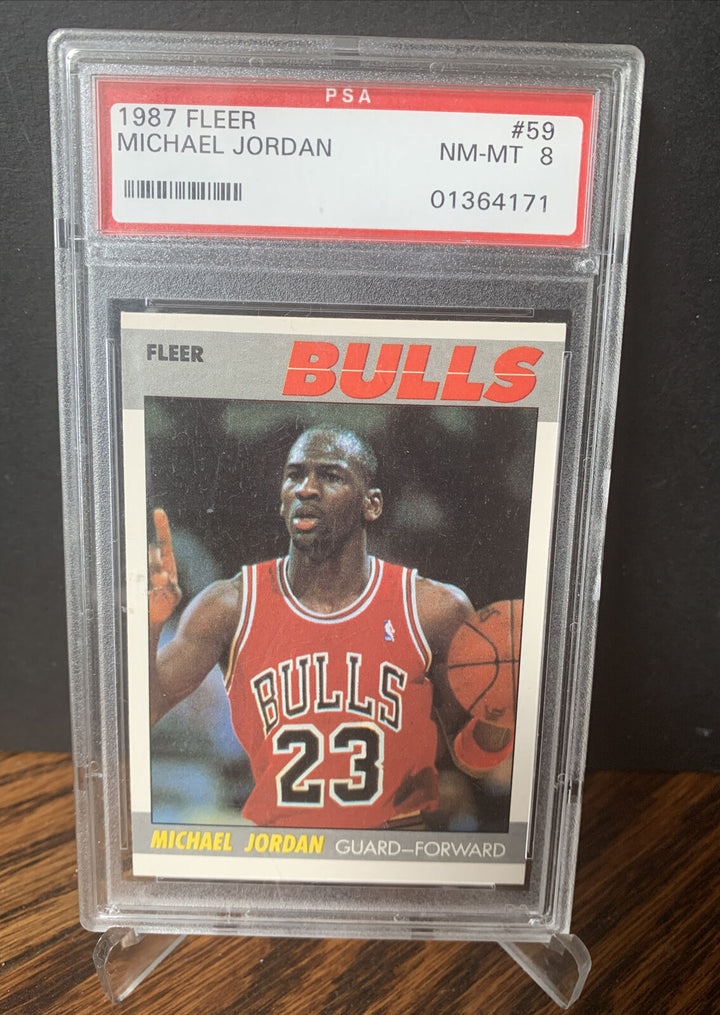 1987 Fleer Basketball #59 Michael Jordan 2nd Yr Bulls HOF PSA 8 MINT Centered Image 6