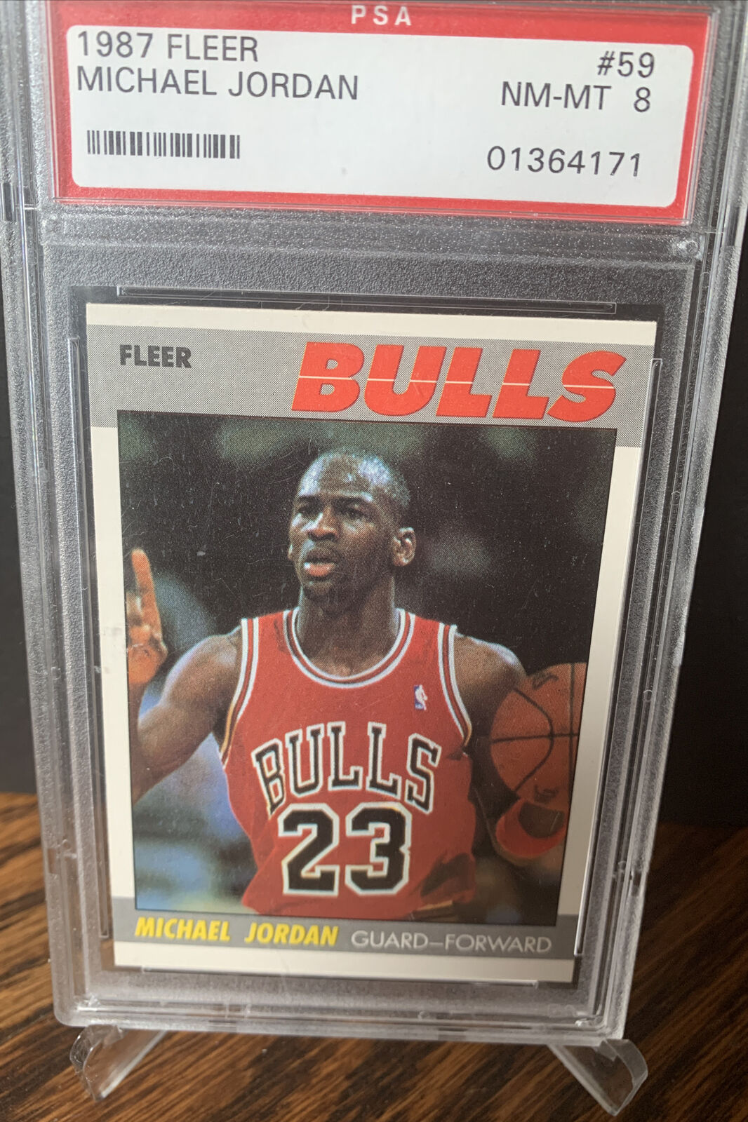 1987 Fleer Basketball #59 Michael Jordan 2nd Yr Bulls HOF PSA 8 MINT Centered Image 7