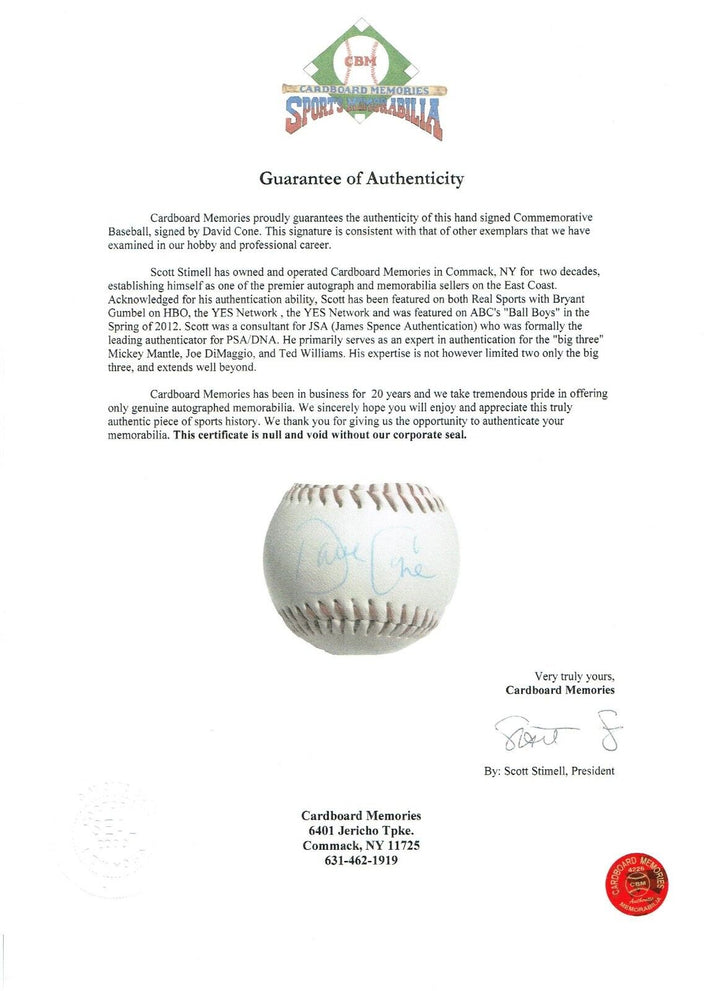 David Cone Signed Official Mets NL Baseball 241 K's 1991 Autograph CBM COA Image 8