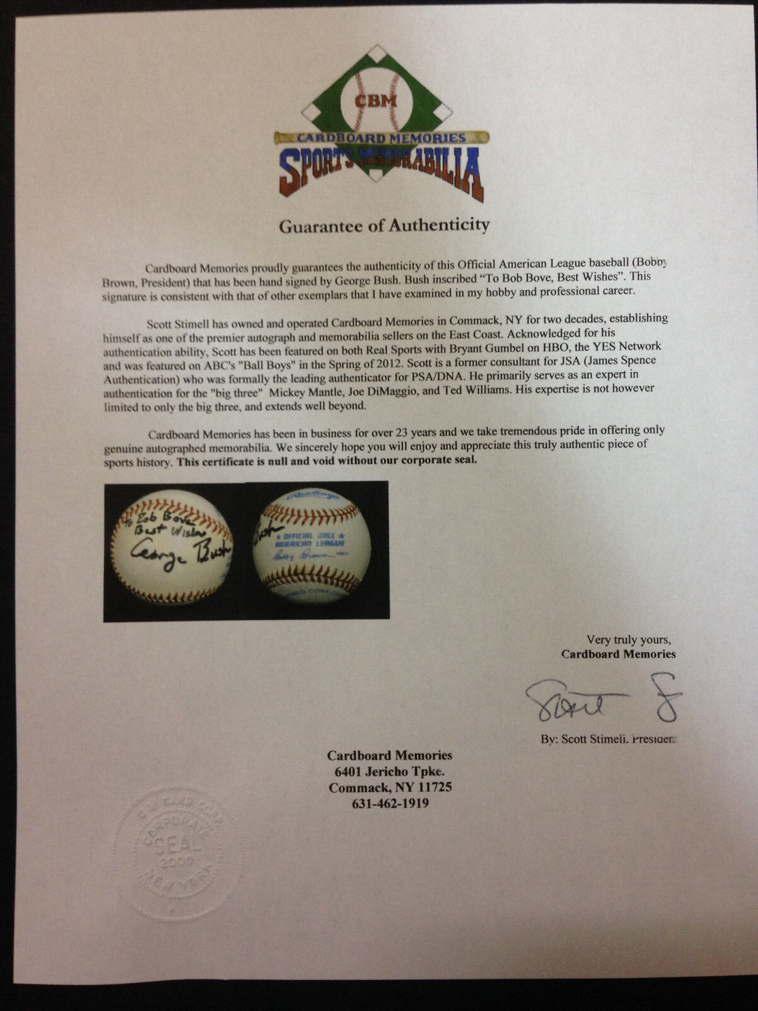 George HW Bush president Signed official AL baseball auto INS CBM COA Image 9