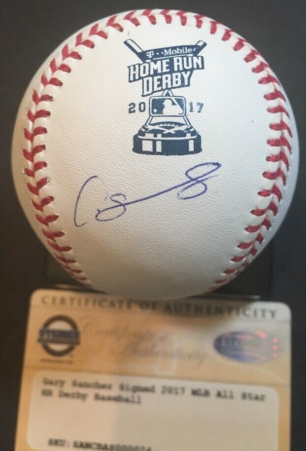 GARY SANCHEZ Signed 2017 Home Run Derby Baseball STEINER Coa Rookie Auto Yankees Image 3