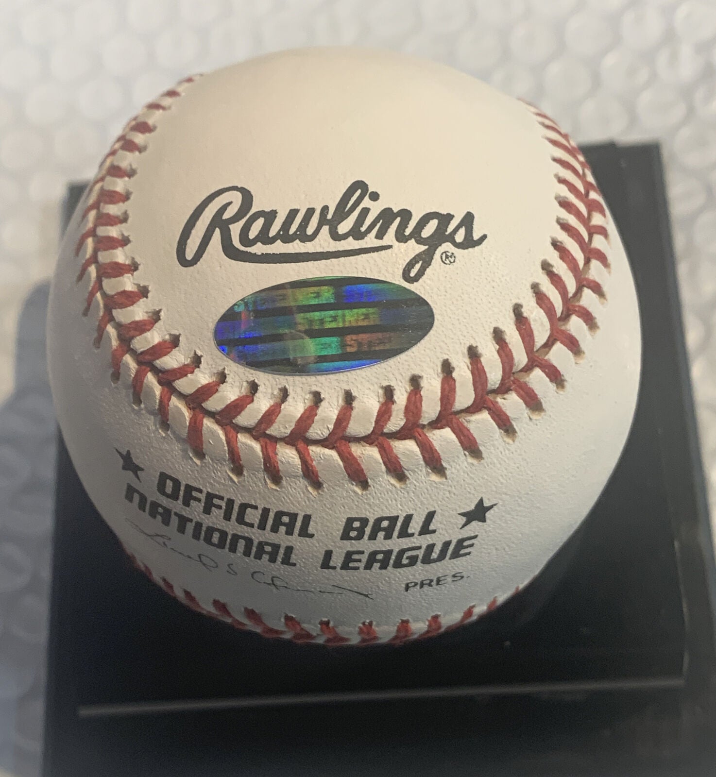 Ernie Banks--autographed official National League baseball