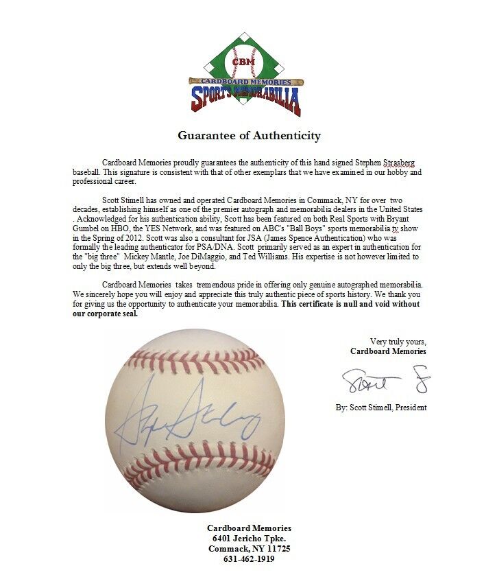Stephen Strasberg Nationals Signed Official Major League Baseball Auto COA Image 5