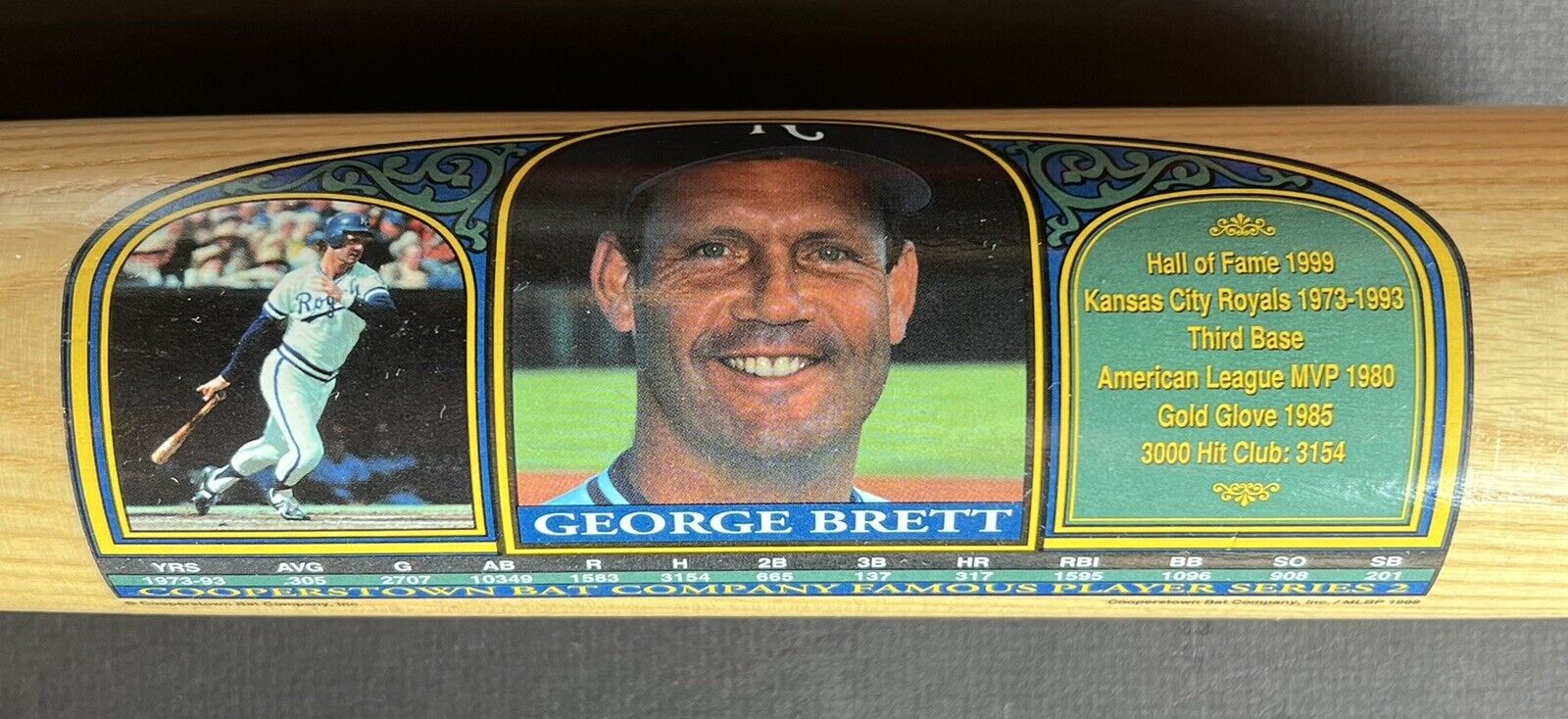 George Brett Baseball HOF Stats Bat - Cooperstown Bat Company