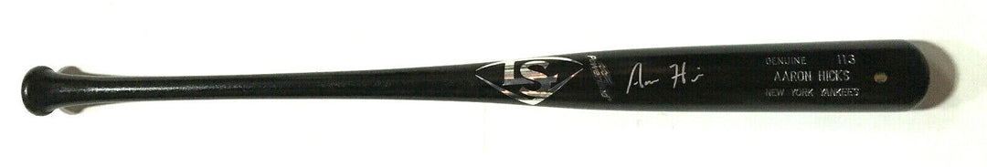 Aaron Hicks Yankees signed game model LS baseball bat mint autograph Steiner COA Image 3