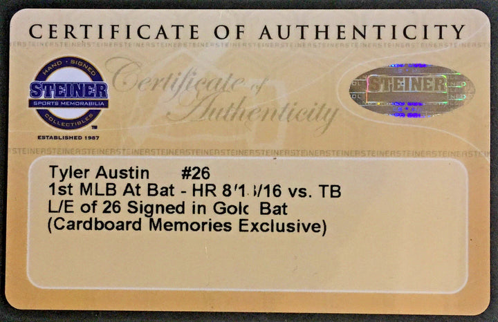 Tyler Austin Signed baseball bat rookie autograph YANKEES 1st HR Steiner LE 26 Image 8