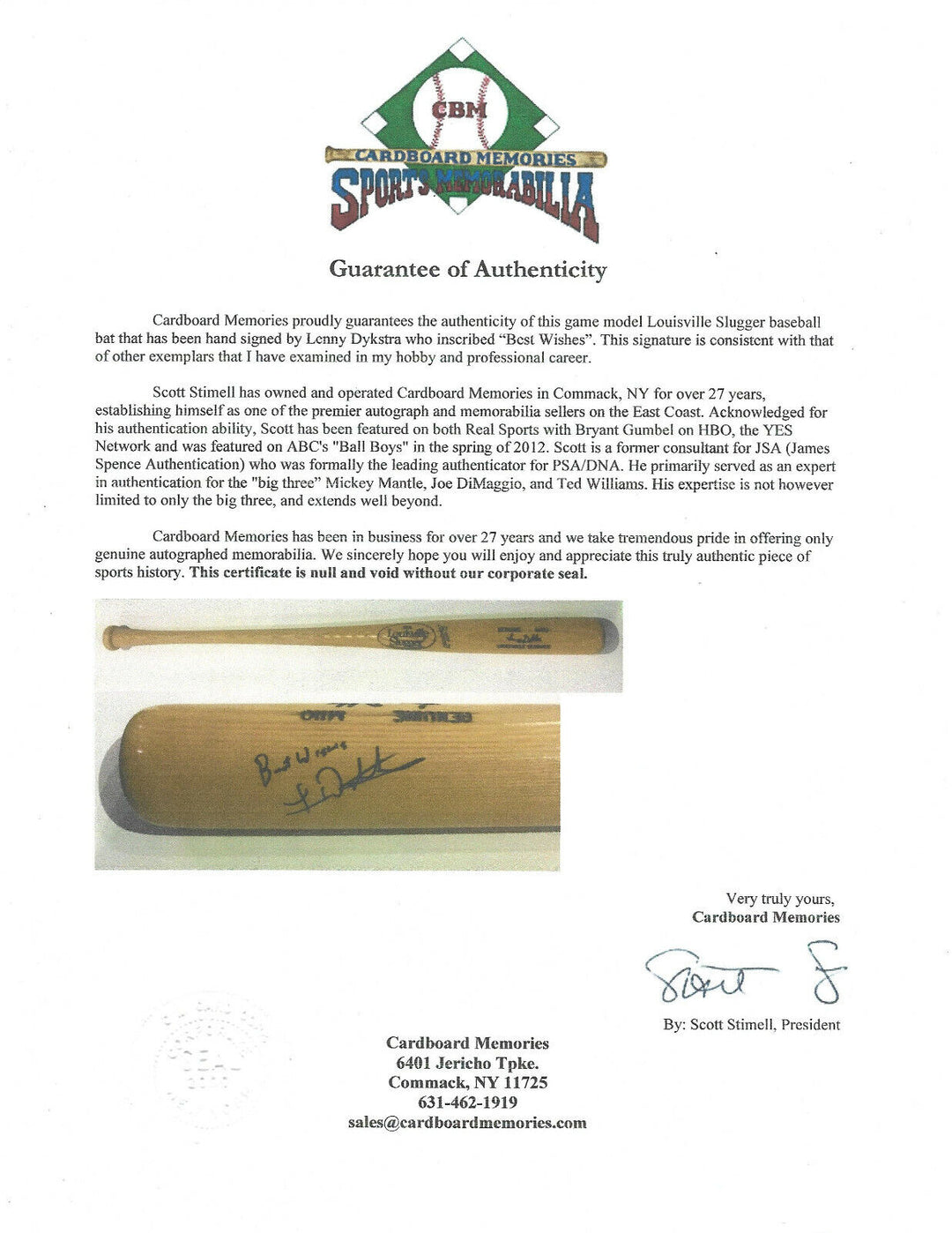 Lenny Dykstra 1986 Mets signed game model LS Baseball bat auto cbm coa Image 12