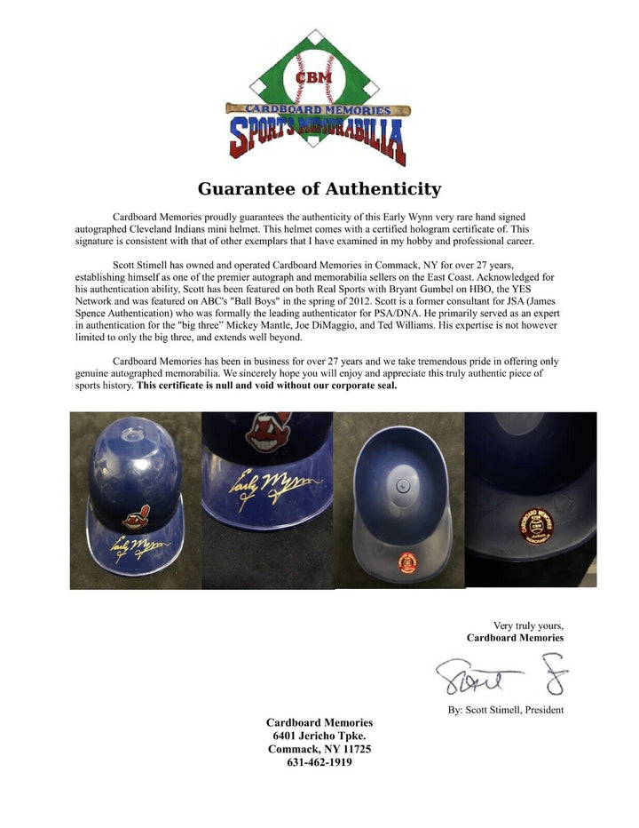Early Wynn signed Baseball 5 3/4" Mini Helmet Indians CY Young HOF Auto Cbm Coa Image 8