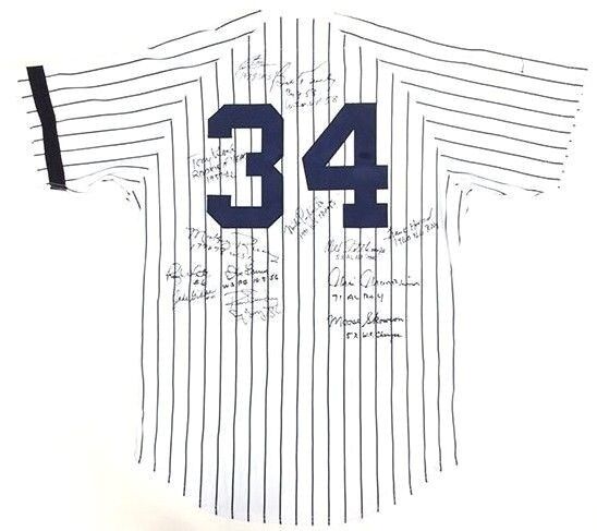 13 MLB Stars & Legends Signed Inscribed Vintage Yankees Jersey Larsen Guidry COA Image 4