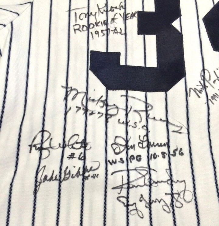 13 MLB Stars & Legends Signed Inscribed Vintage Yankees Jersey Larsen Guidry COA Image 6